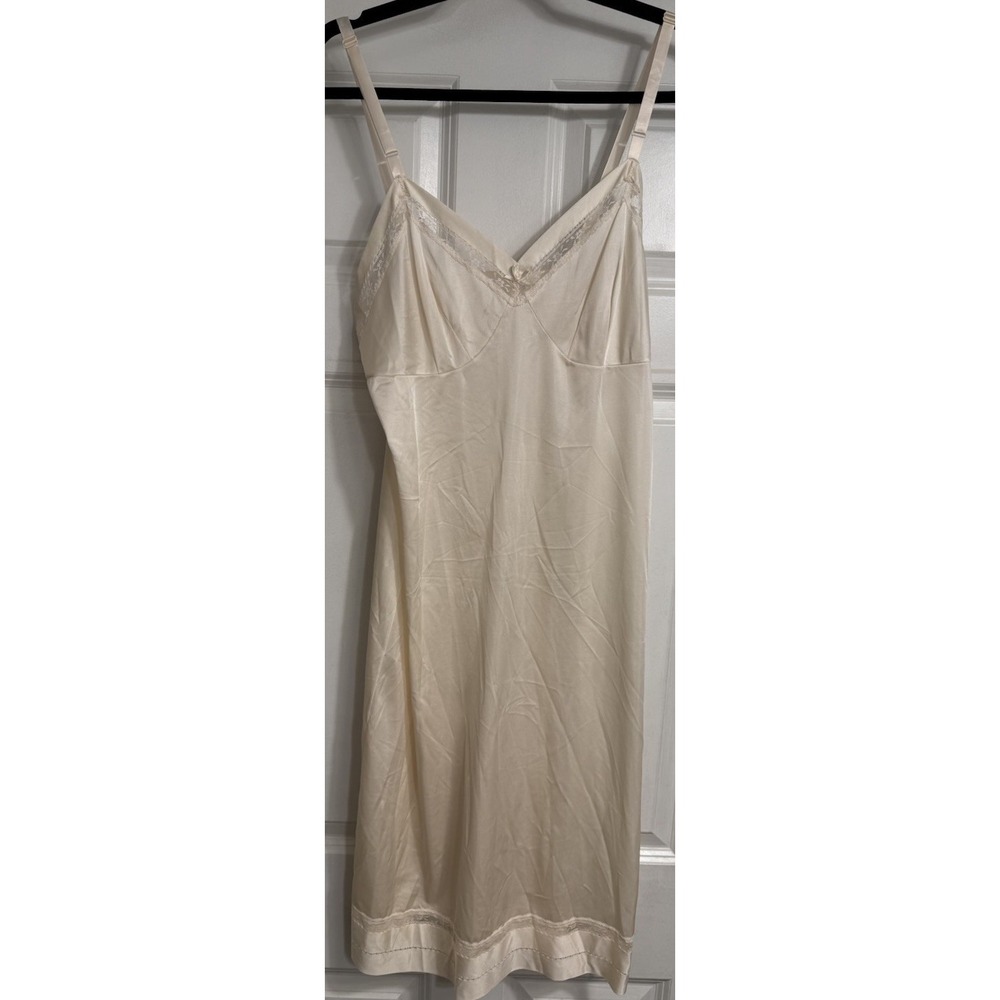 Lorraine Sz Tall 38 Dress Slip‎ Night Gown Vintage Ivory Satin Sexy